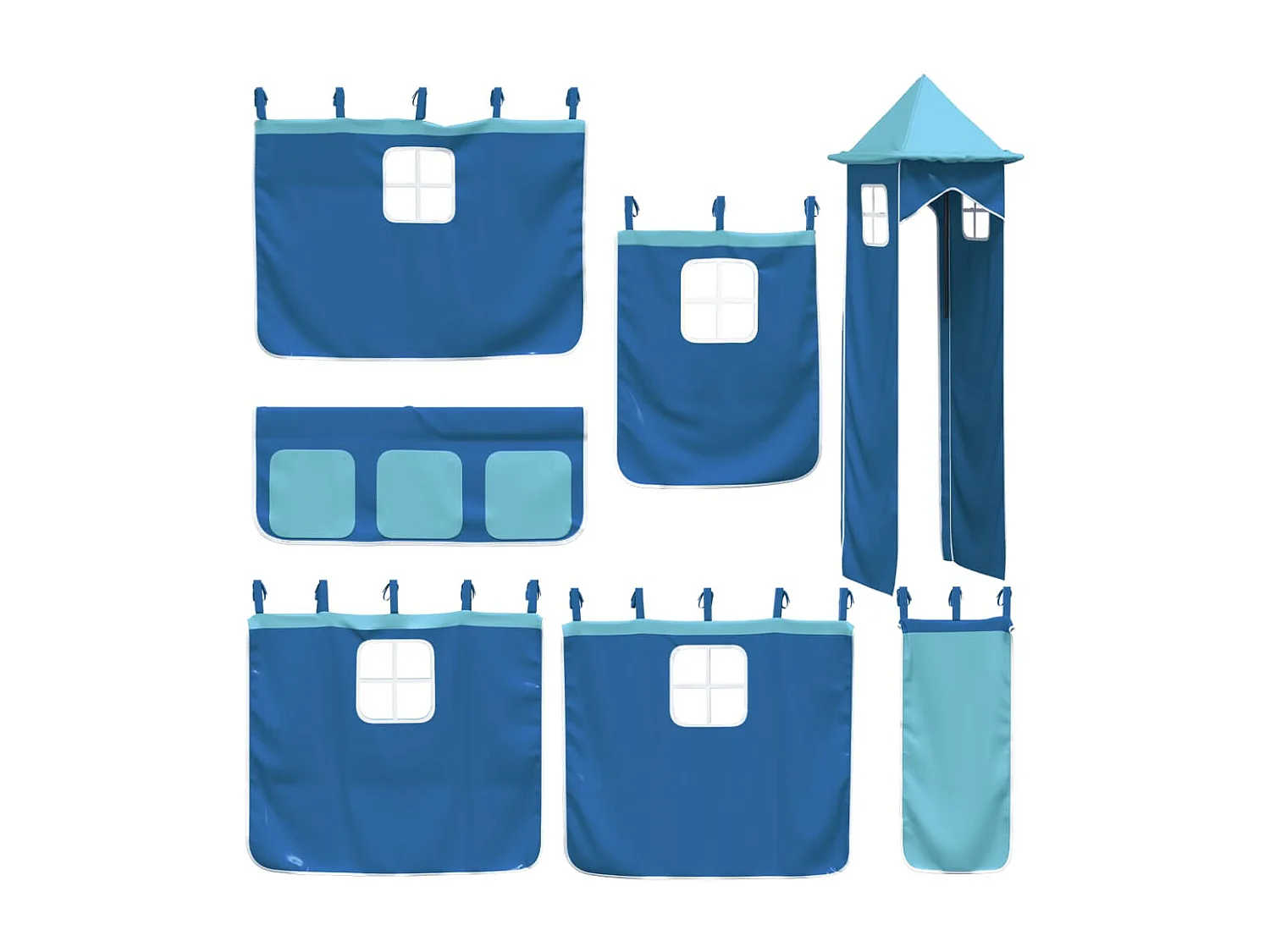 Cama alta para criança com torre 90x190 cm pinho maciço azul