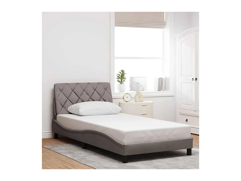 Cadre de lit sans matelas taupe 100x200 cm tissu