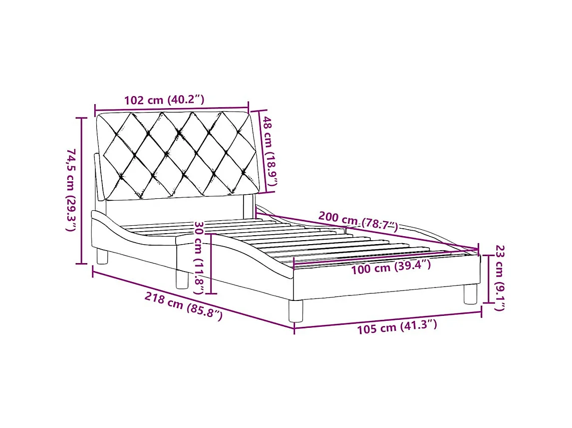 Bettgestell ohne Matratze Taupe 100x200 cm Stoff