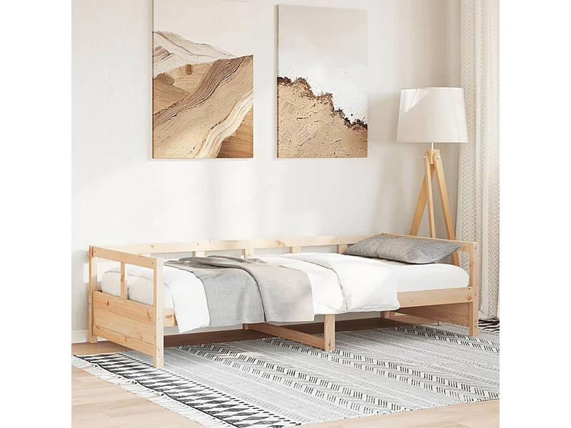 Lit de jour sans matelas naturel 90x200 cm bois pin massif