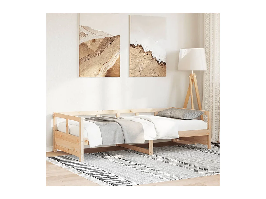 Lit de jour sans matelas naturel 90x200 cm bois pin massif