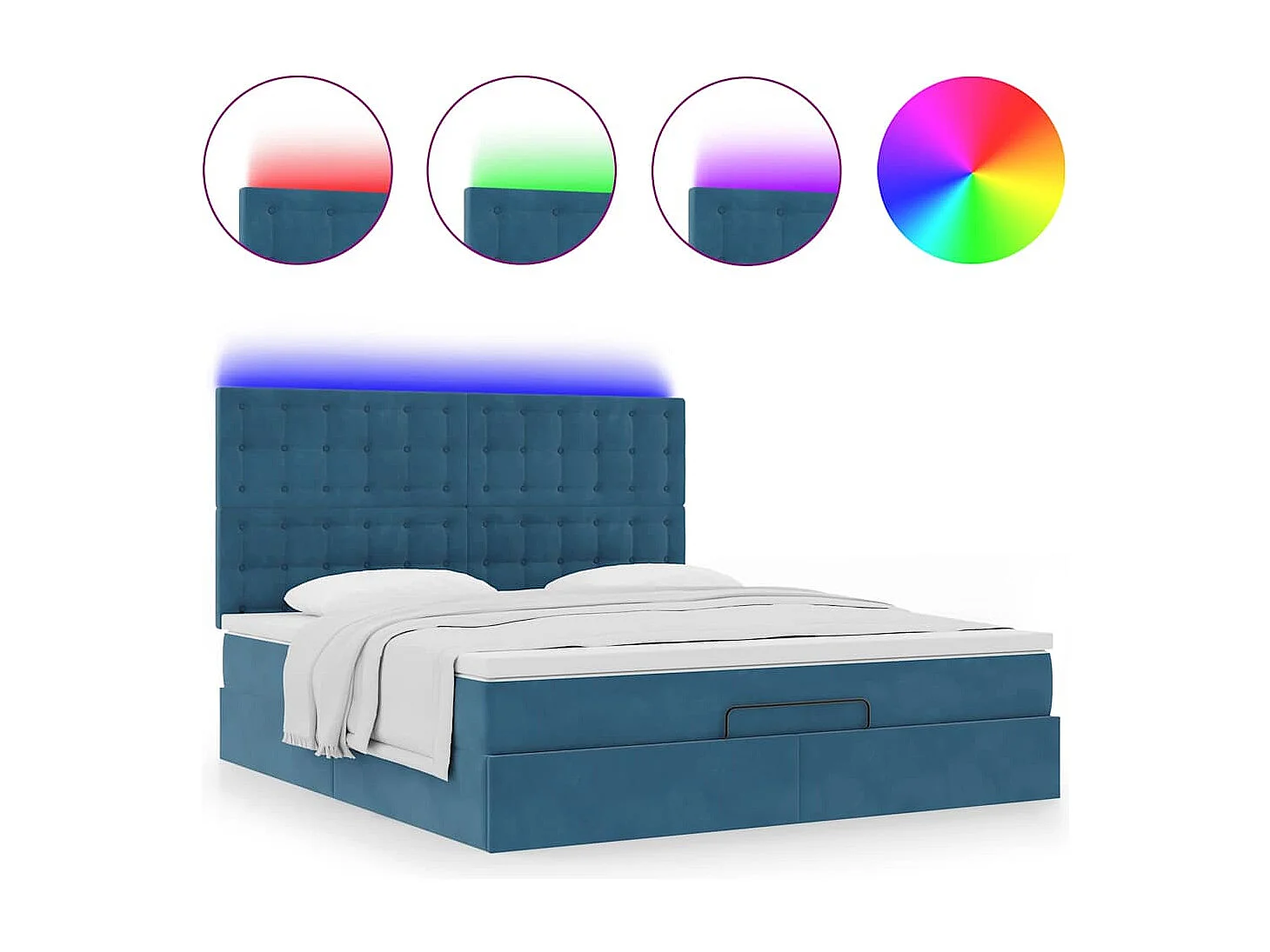 Ottoman bed met matrassen en LED's 160x200cm fluweel