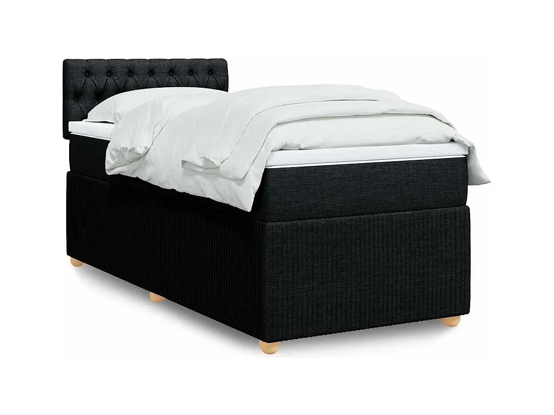 Giroletto a Molle con Materasso Nero 90x190 cm in Tessuto