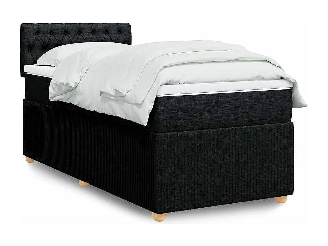 Sommier à lattes de lit avec matelas Noir 90x190 cm Tissu