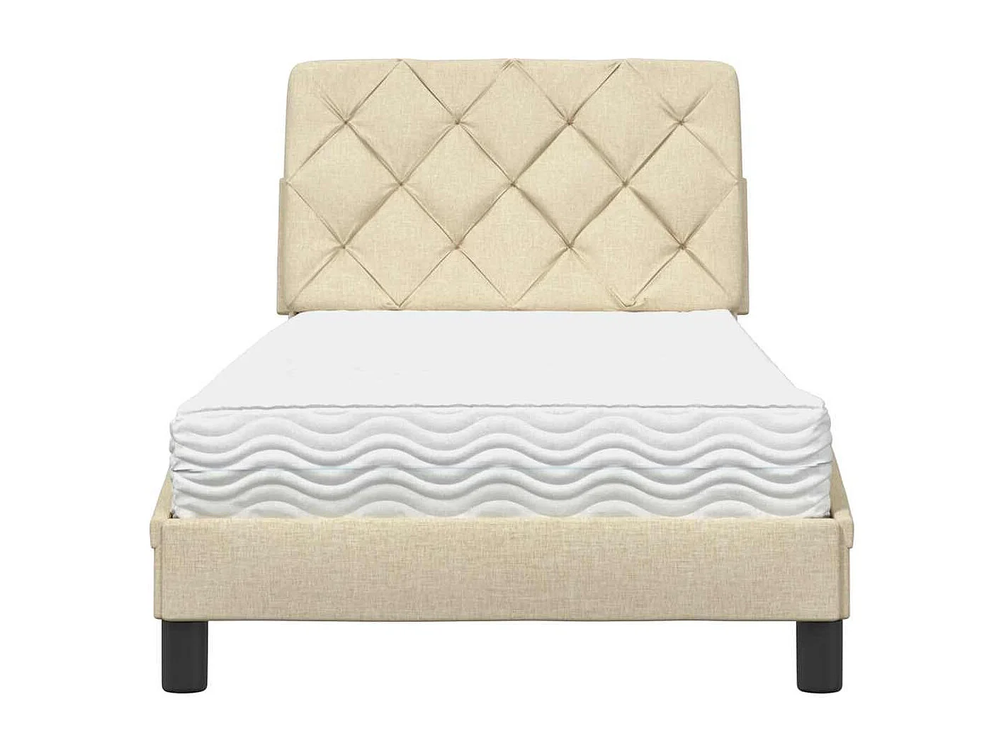 Cama com colchão 90x200 cm tecido cor creme