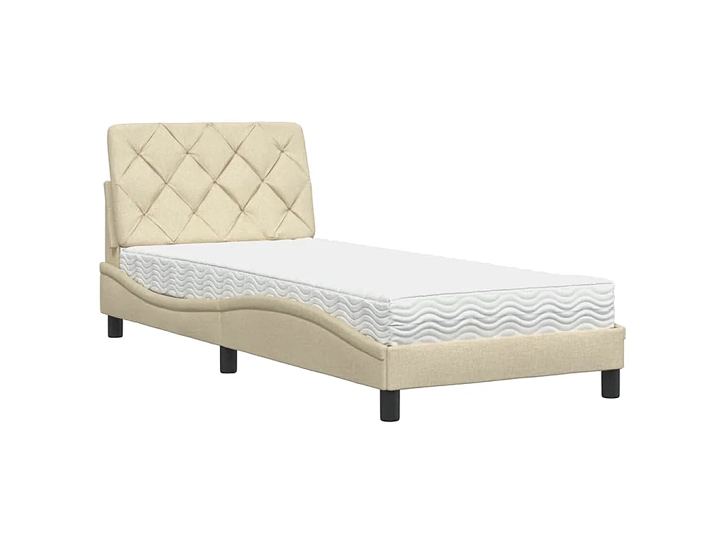 Bed met matras stof crèmekleurig 90x200 cm