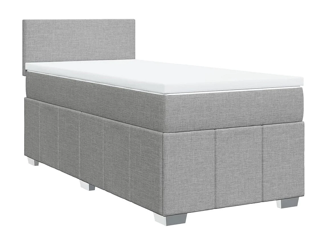 Cama box spring con colchón tela gris claro 90x200 cm