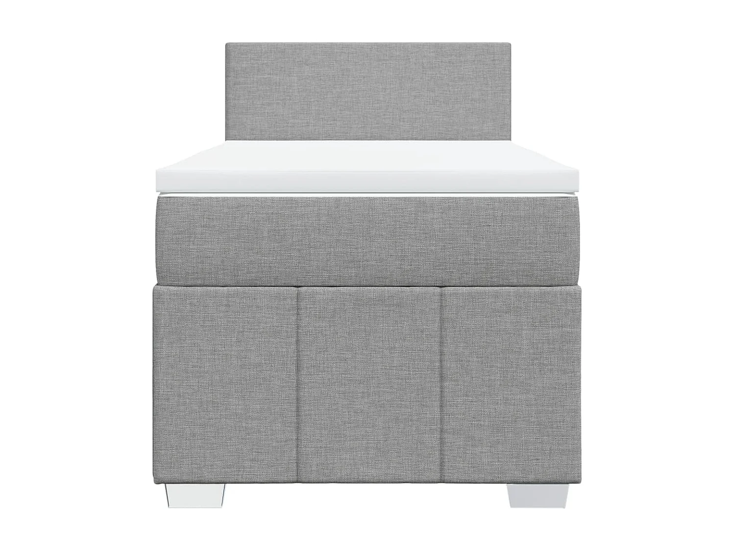 Cama box spring con colchón tela gris claro 90x200 cm