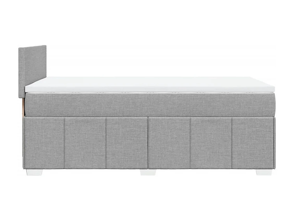 Cama box spring con colchón tela gris claro 90x200 cm