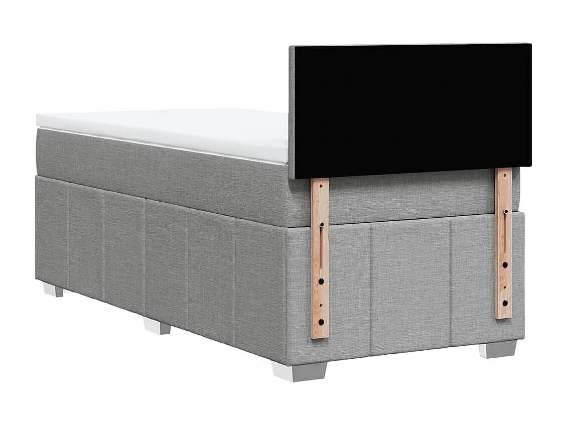 Cama box spring con colchón tela gris claro 90x200 cm
