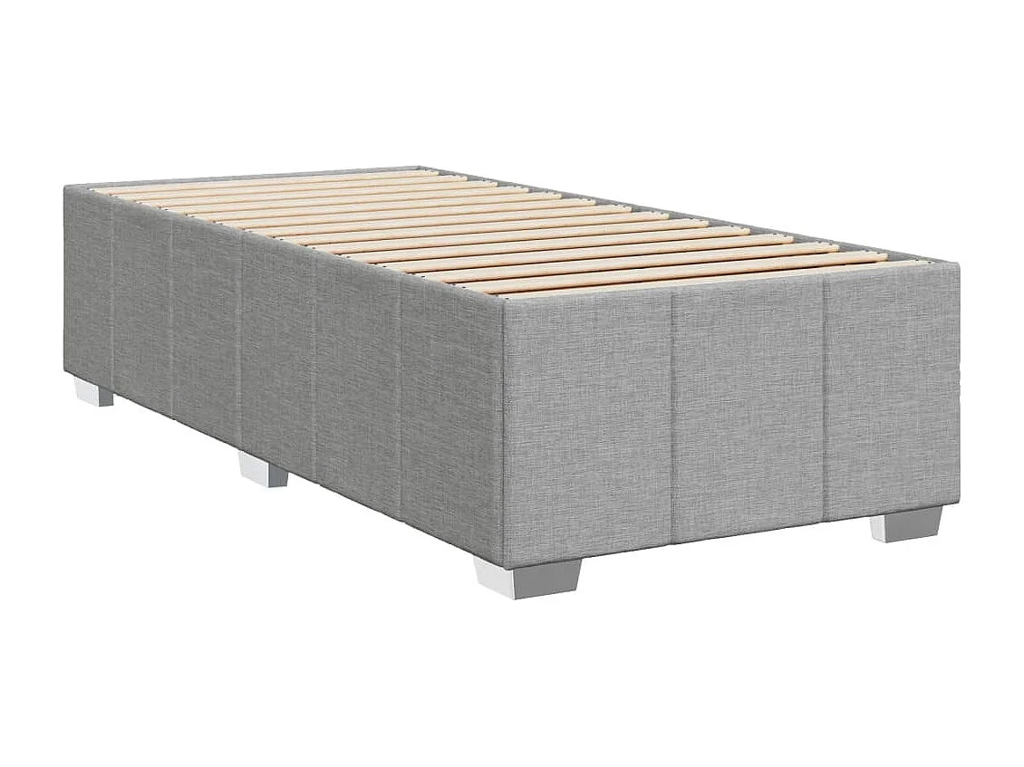 Cama box spring con colchón tela gris claro 90x200 cm
