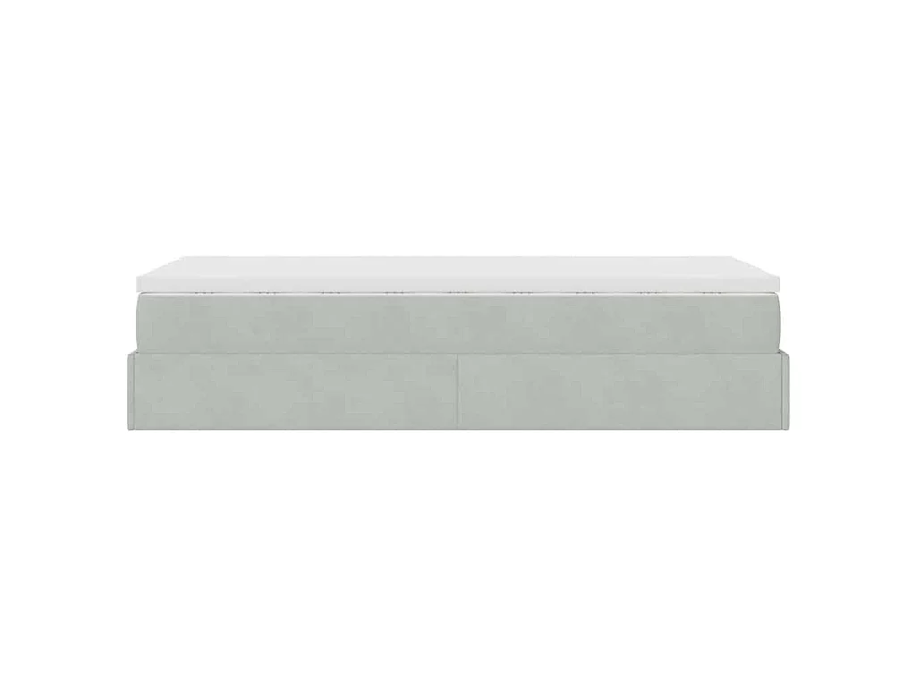 Estrutura cama otomana colchão 90x190 cm veludo cinzento claro