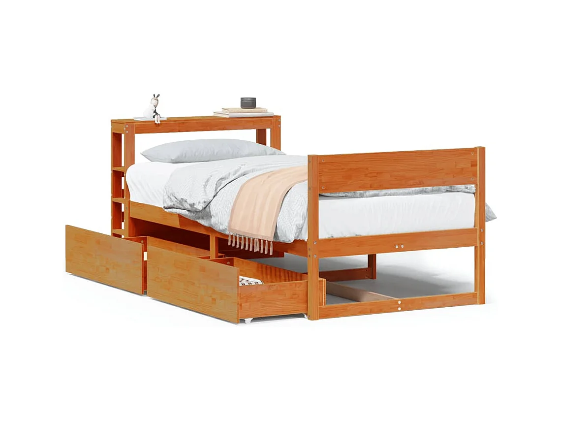 Cadre de lit sans matelas cire marron 100x200cm bois pin massif