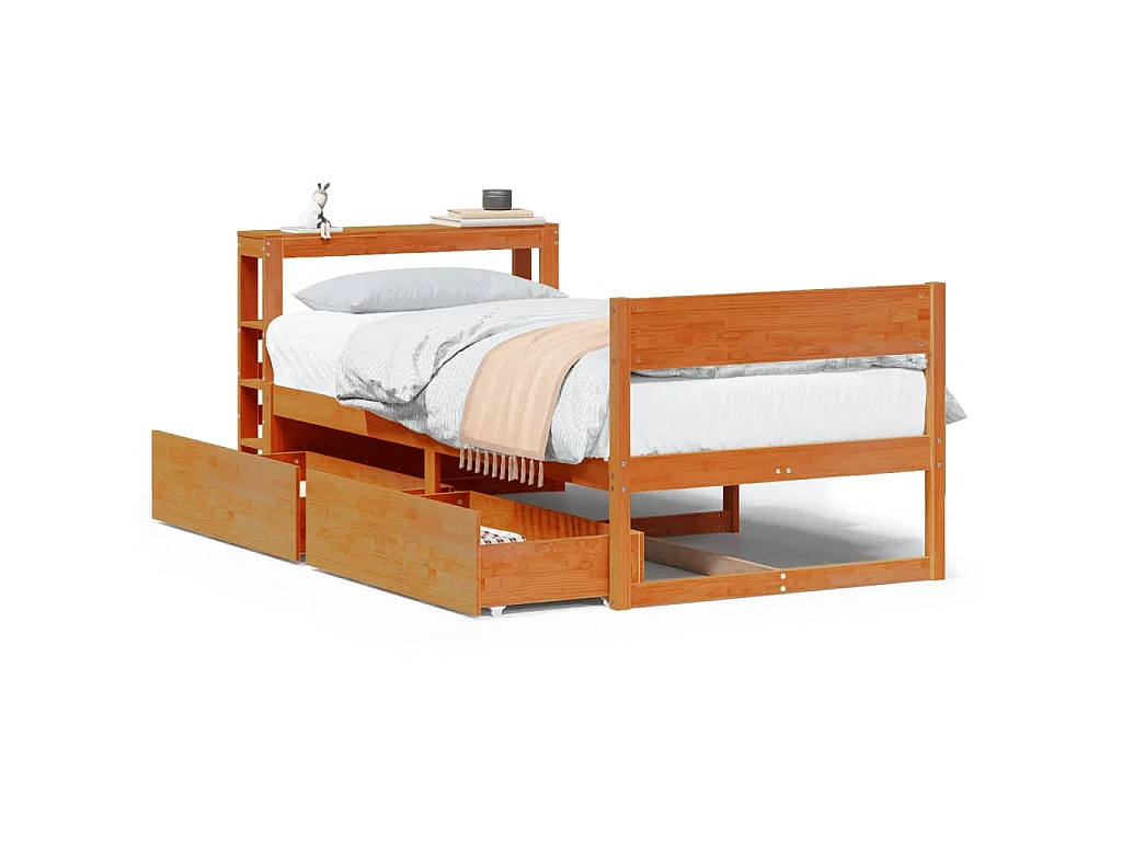 Cama sem colchão 100x200 cm pinho maciço castanho-mel