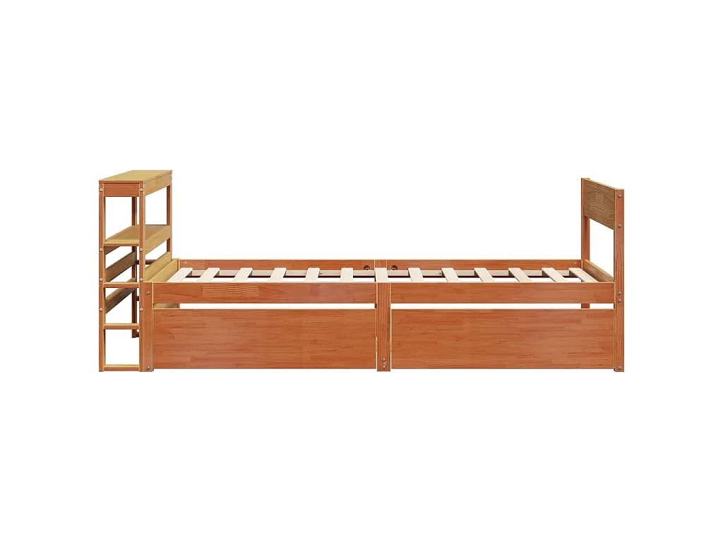 Cama sem colchão 100x200 cm pinho maciço castanho-mel