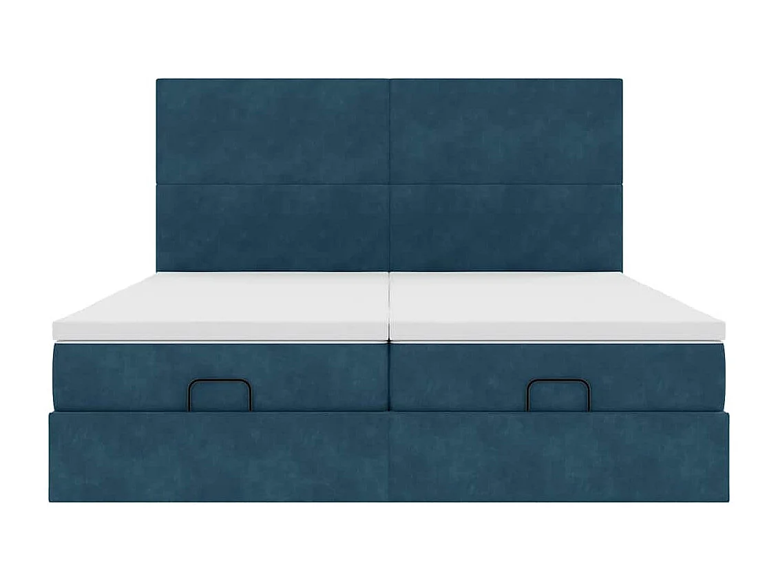Cadre de lit ottoman avec matelas bleu foncé 180x200 cm velours