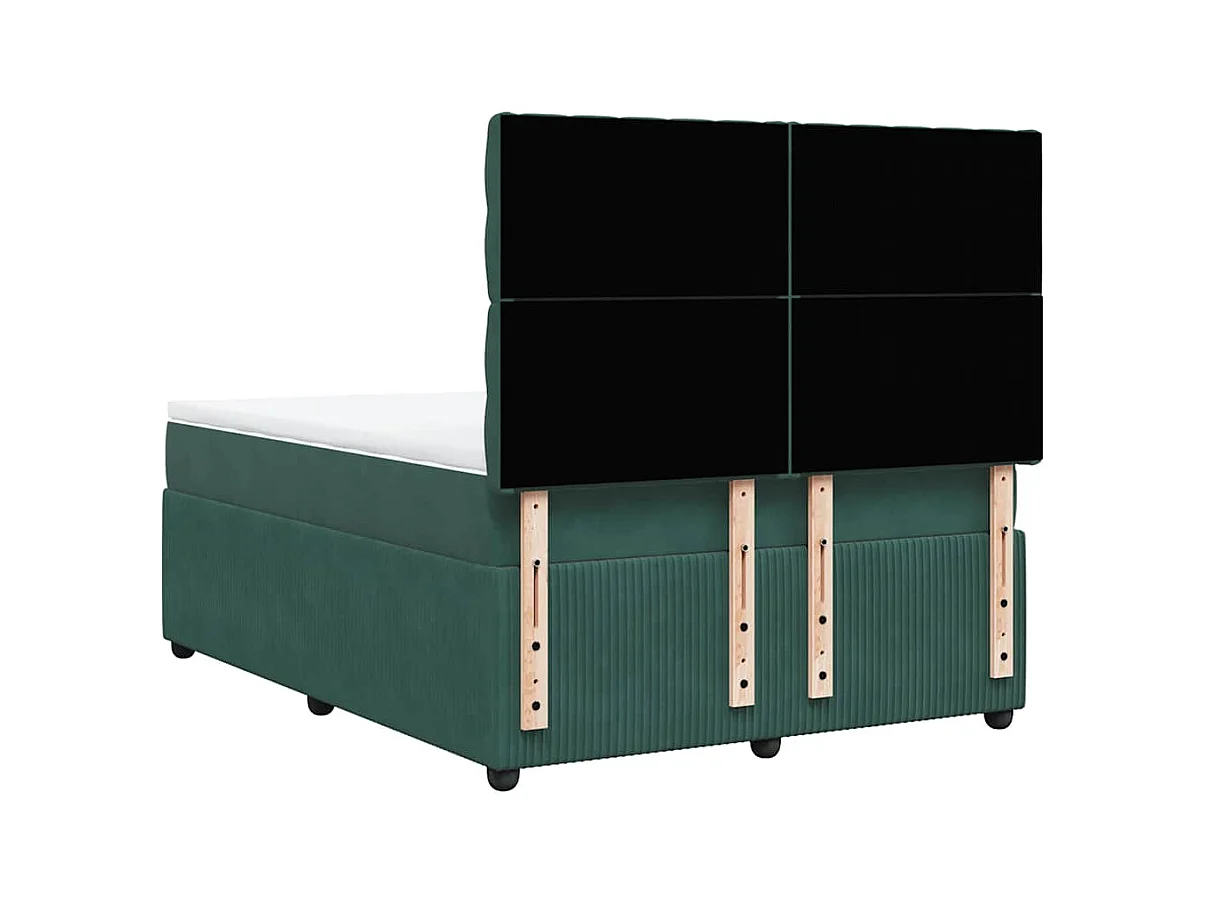 Sommier à lattes de lit et matelas Vert foncé 140x190cm Velours