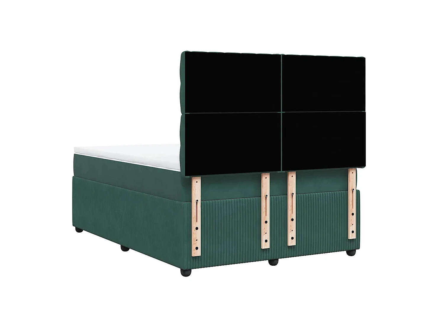 Cama box spring con colchón terciopelo verde oscuro 140x190 cm