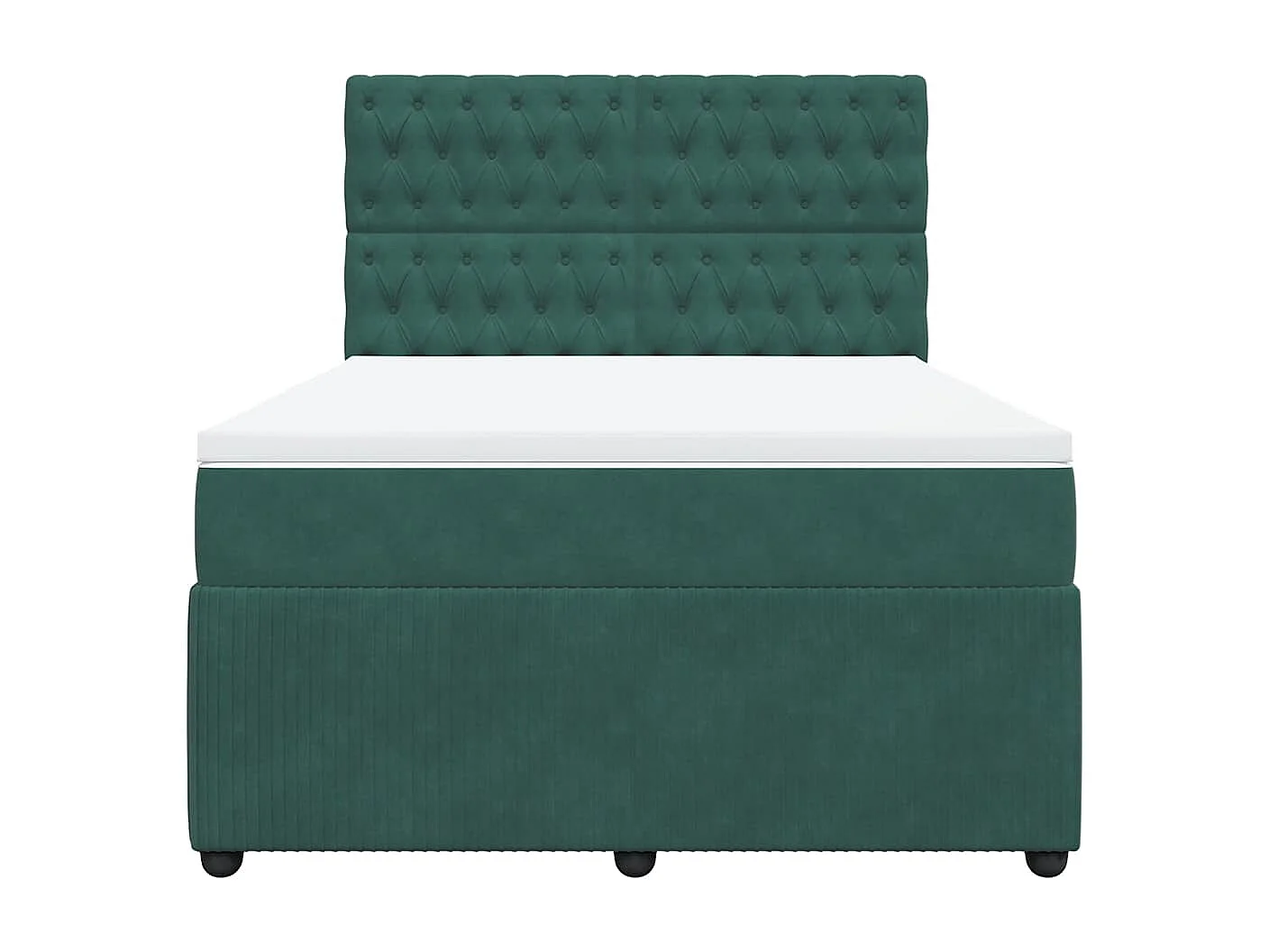 Cama box spring con colchón terciopelo verde oscuro 140x190 cm