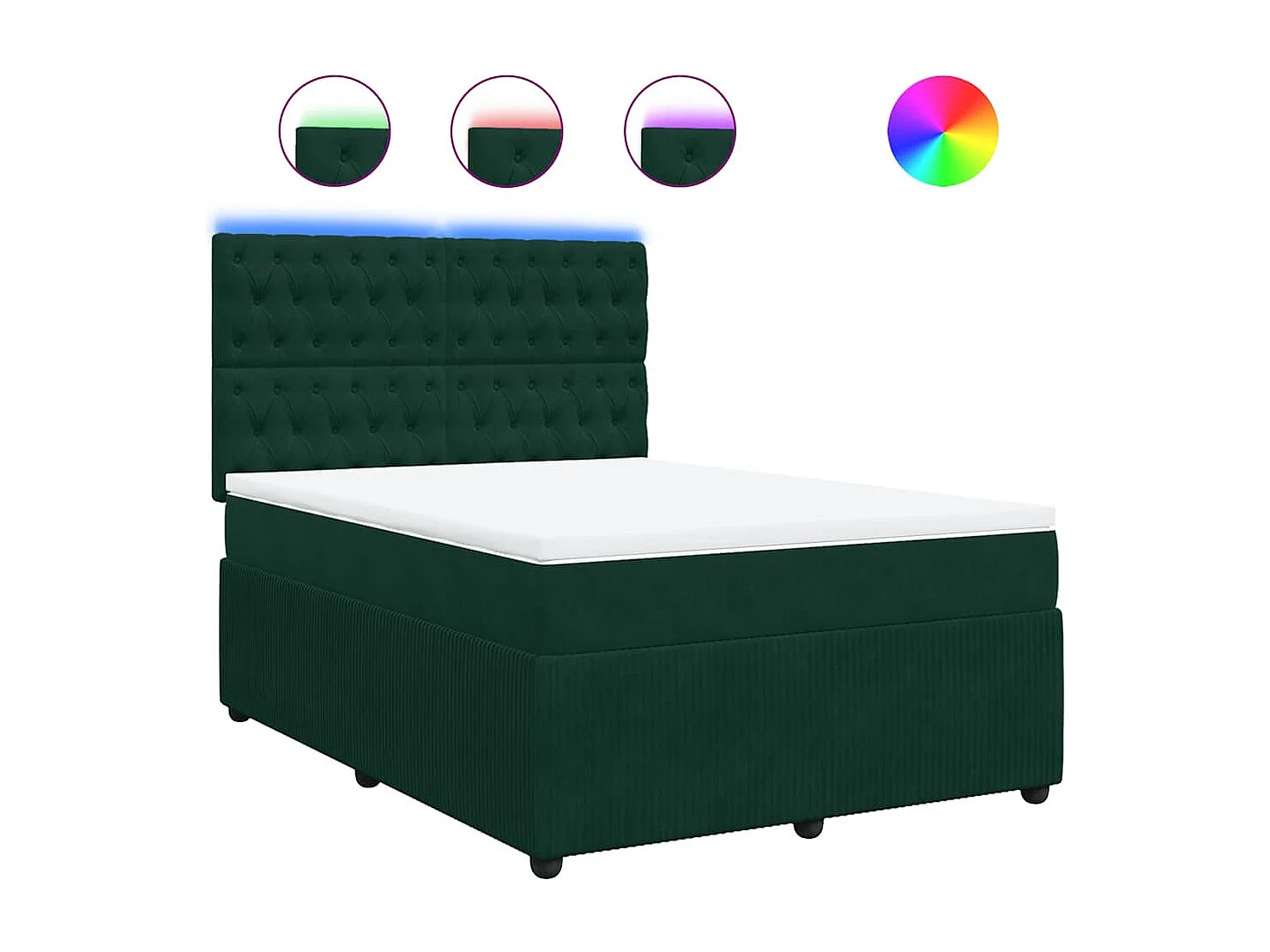 Boxspringbett mit Matratze Dunkelgrün 140x190 cm Samt