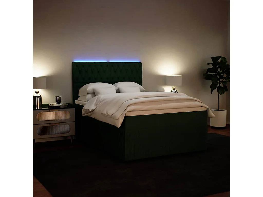 Boxspringbett mit Matratze Dunkelgrün 140x190 cm Samt