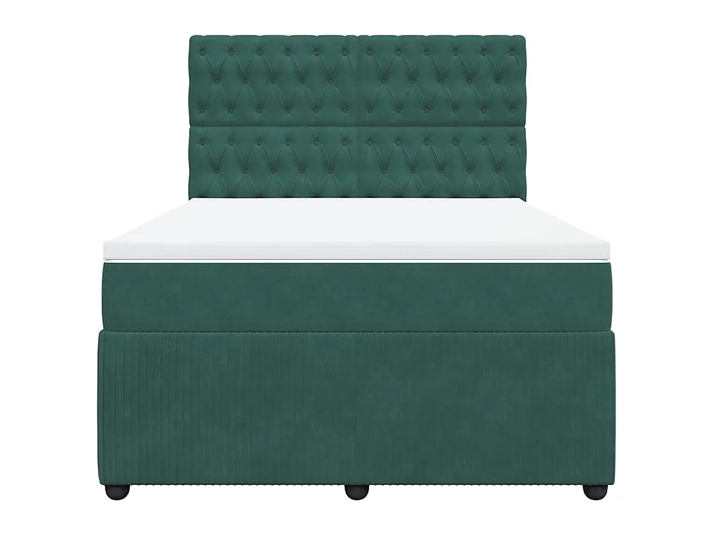 Boxspringbett mit Matratze Dunkelgrün 140x190 cm Samt