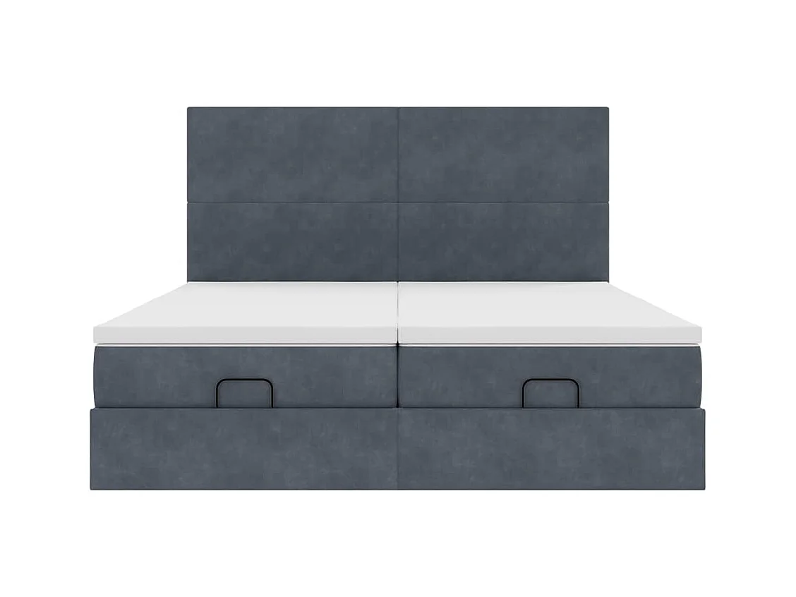 Ottoman-Bett mit Matratzen & LEDs Dunkelgrau 160x200 cm Samt
