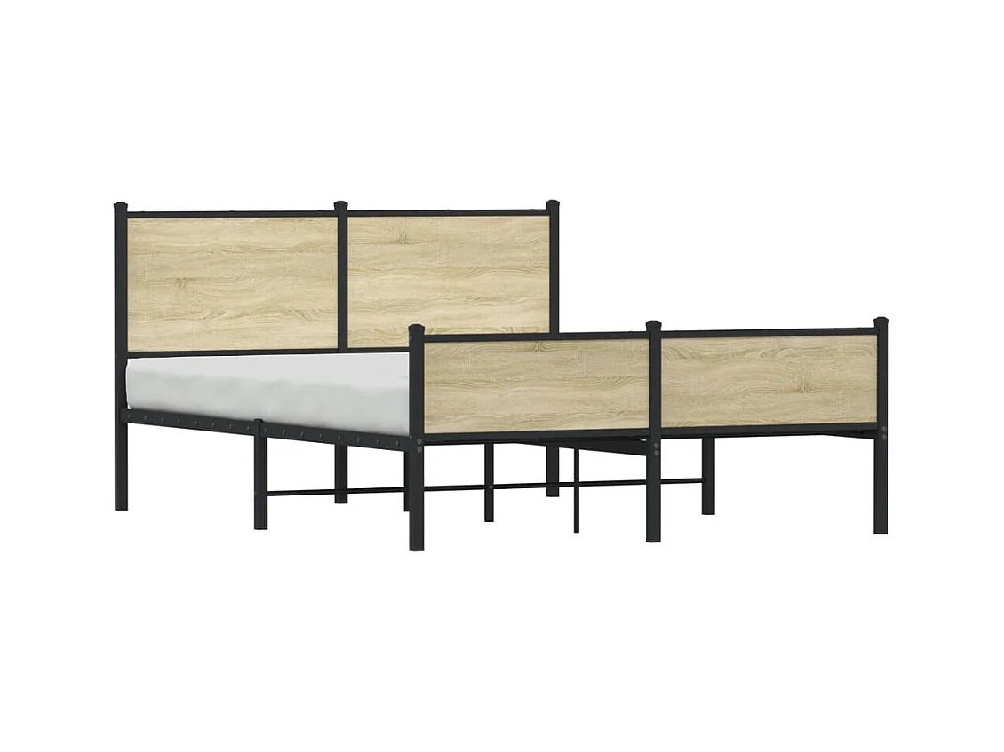 Cadre de lit en métal sans matelas chêne sonoma 140x190 cm