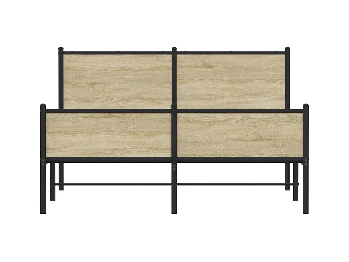 Cadre de lit en métal sans matelas chêne sonoma 140x190 cm