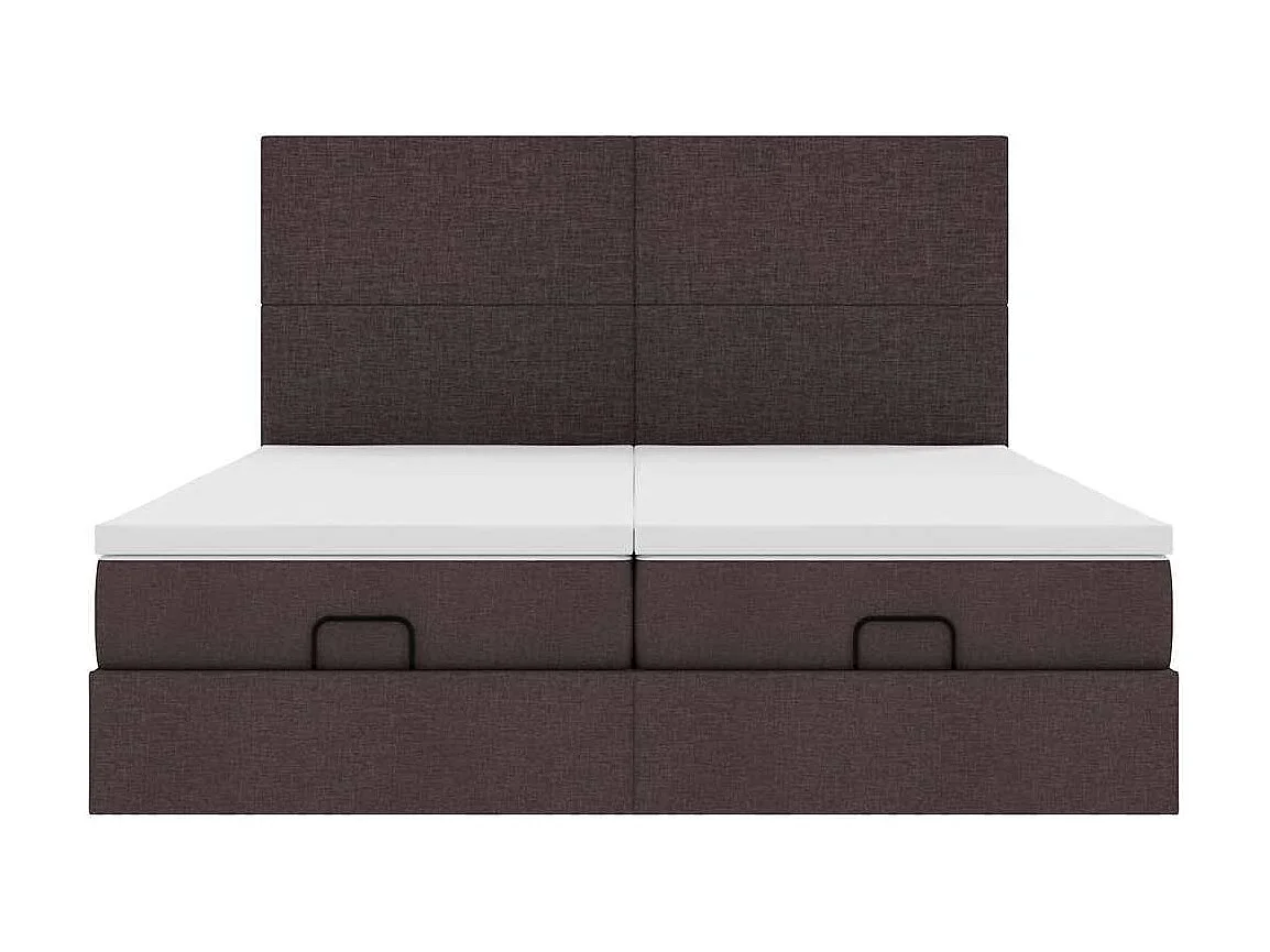 Cadre de lit ottoman avec matelas marron foncé 180x200 cm tissu