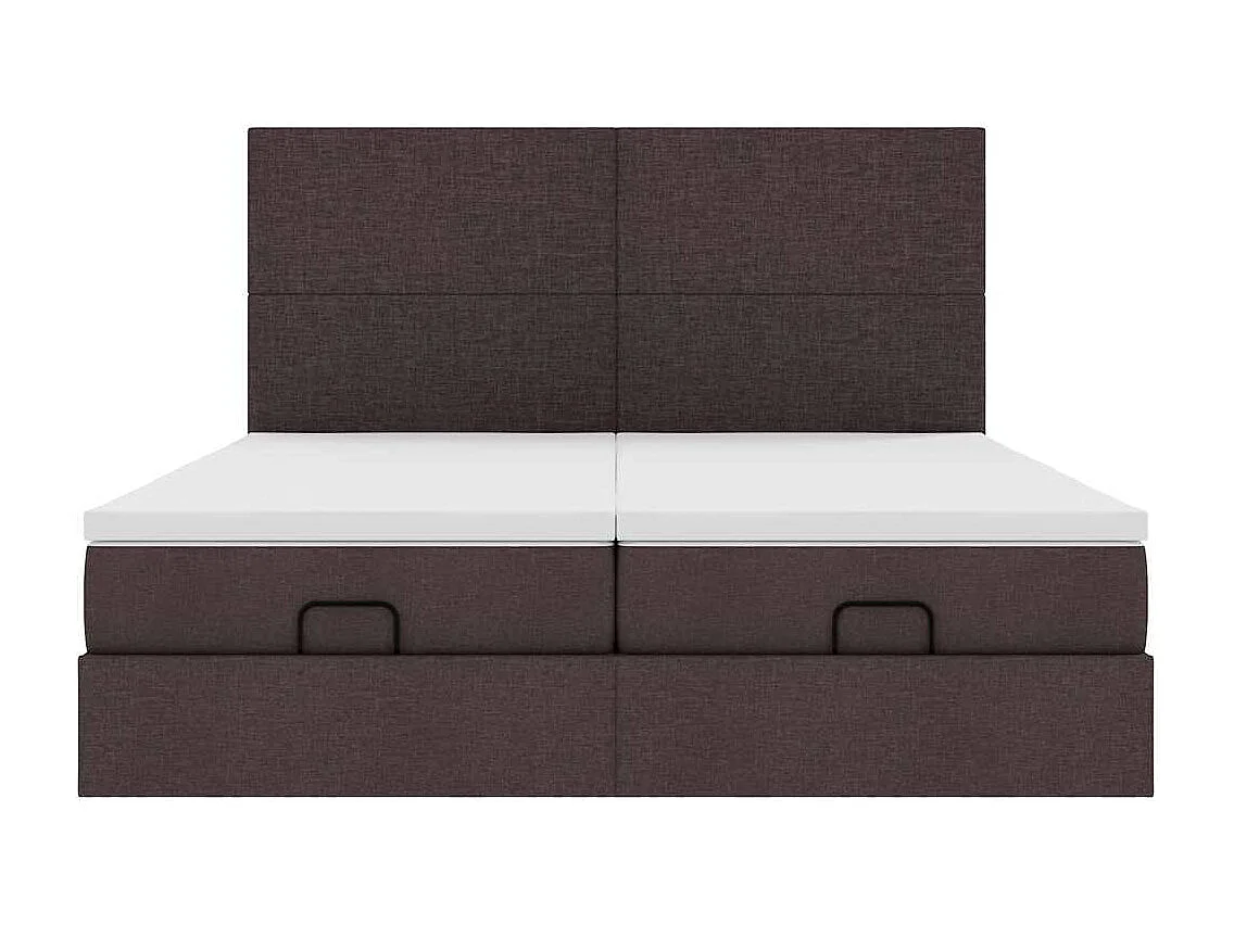 Cadre de lit ottoman avec matelas marron foncé 180x200 cm tissu