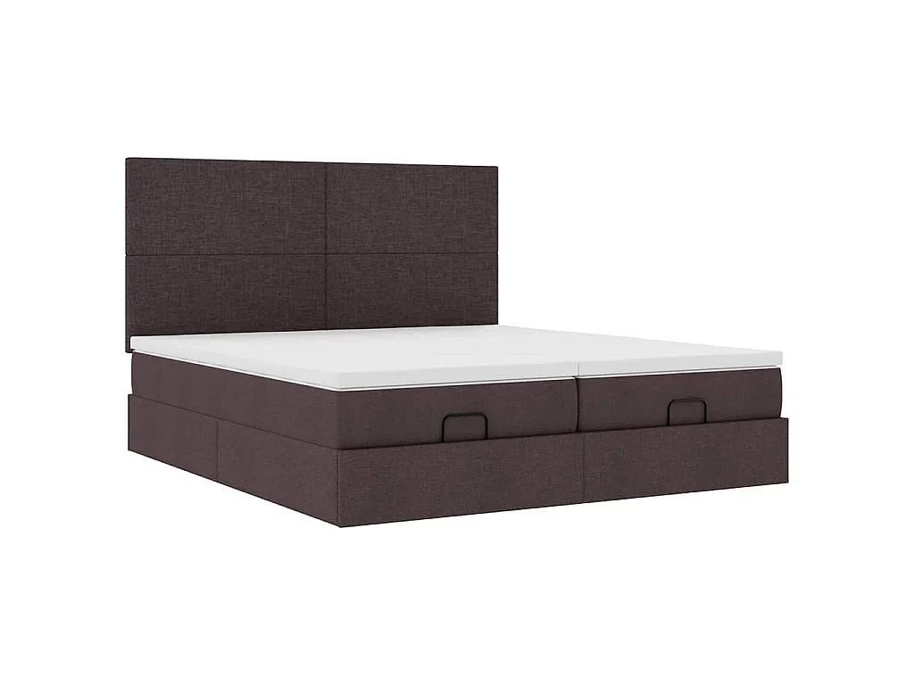 Ottoman-Bett mit Matratzen & LEDs Dunkelbraun 180x200 cm Stoff