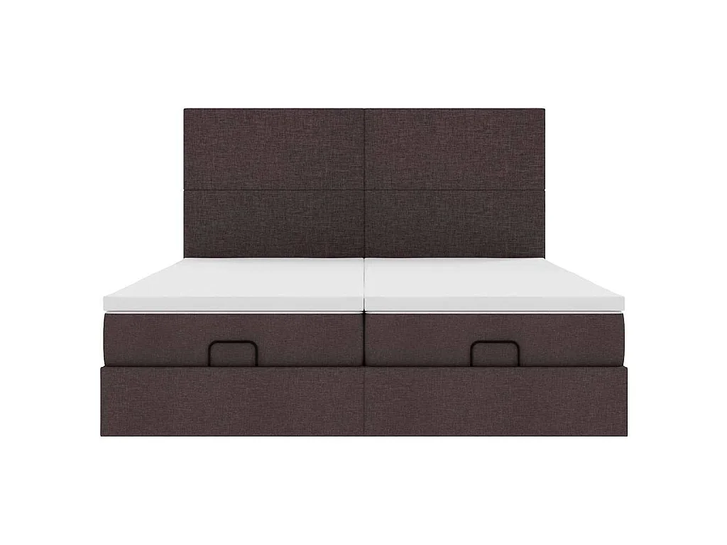 Ottoman-Bett mit Matratzen & LEDs Dunkelbraun 180x200 cm Stoff