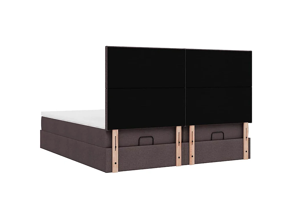 Ottoman-Bett mit Matratzen & LEDs Dunkelbraun 180x200 cm Stoff