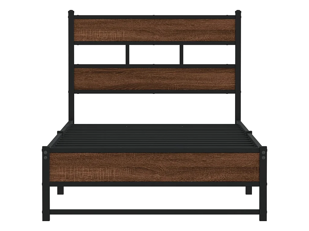 Metallbett ohne Matratze Eichen-Optik 90x190 cm