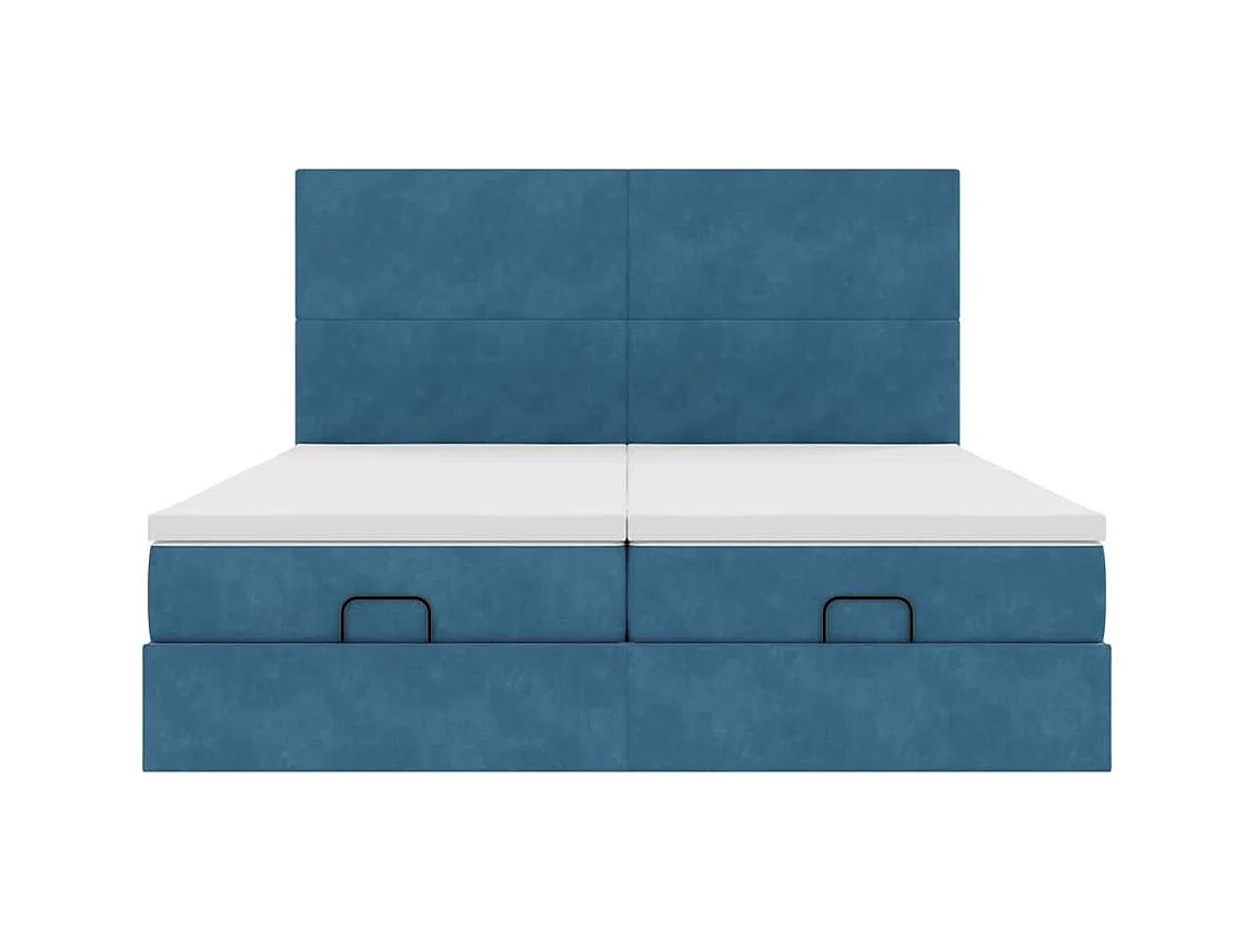 Ottoman-Bett mit Matratzen Dunkelblau 180x200 cm Samt