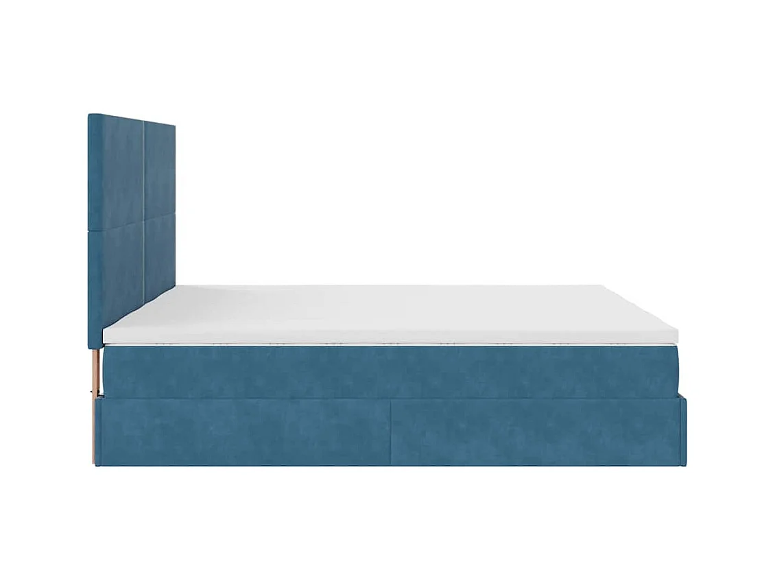 Ottoman-Bett mit Matratzen Dunkelblau 180x200 cm Samt