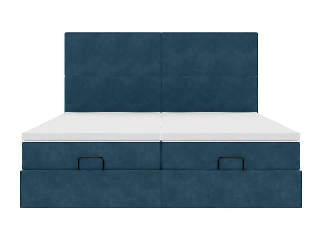 Cadre de lit ottoman avec matelas bleu foncé 180x200 cm velours