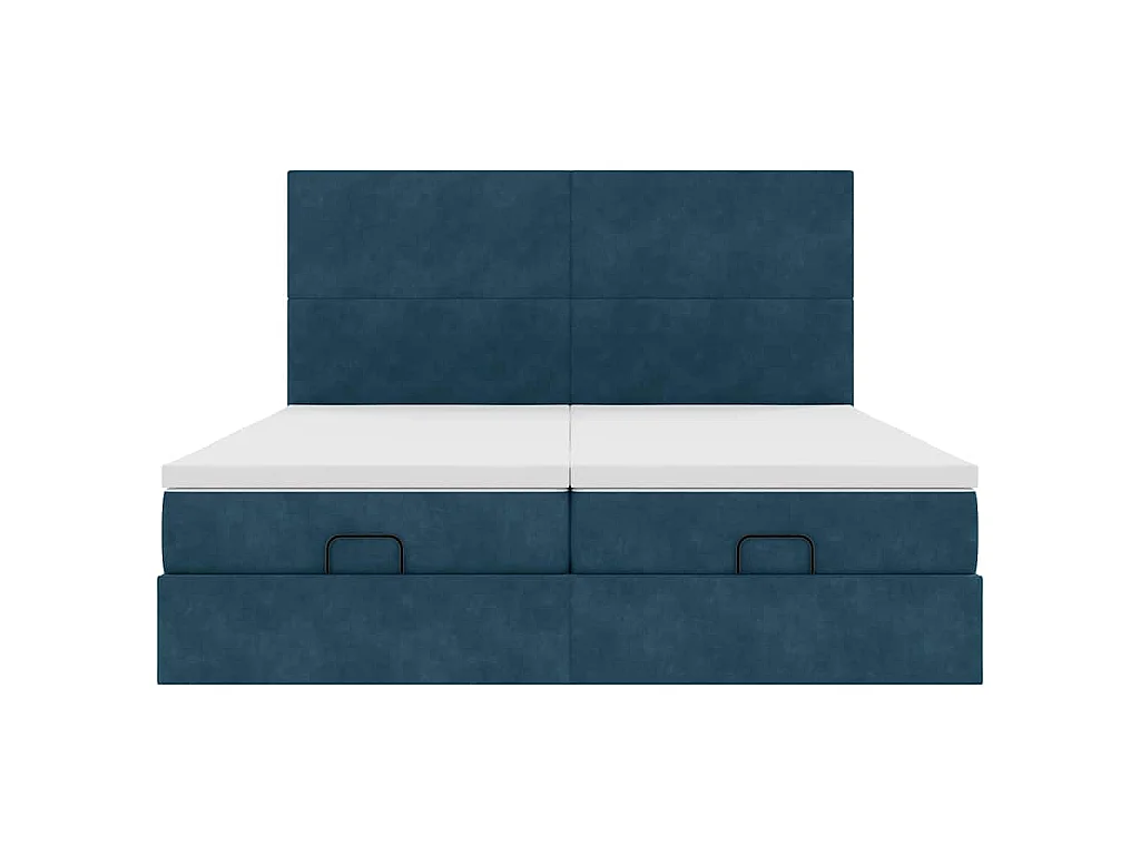 Ottoman-Bett mit Matratzen Dunkelblau 180x200 cm Samt