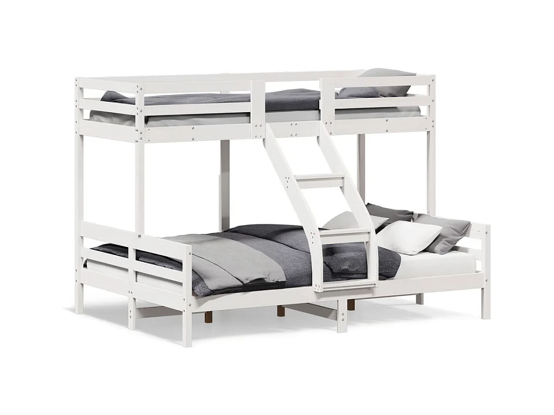 Lit superposé sans matelas 90x200/140x200 cm blanc bois massif