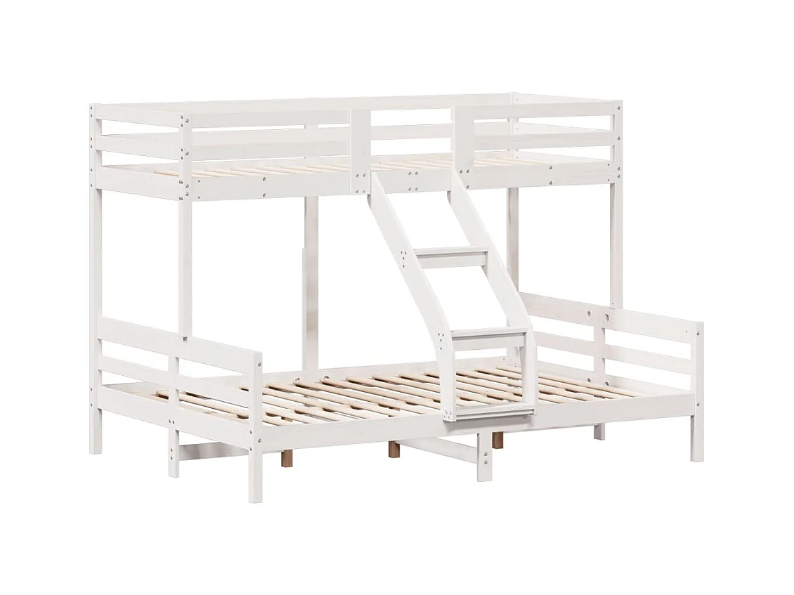 Lit superposé sans matelas 90x200/140x200 cm blanc bois massif