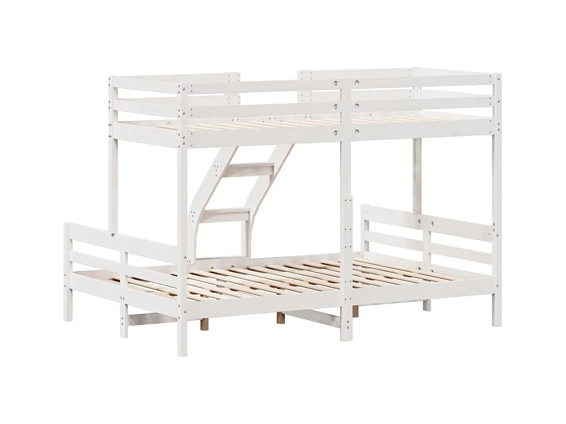 Lit superposé sans matelas 90x200/140x200 cm blanc bois massif