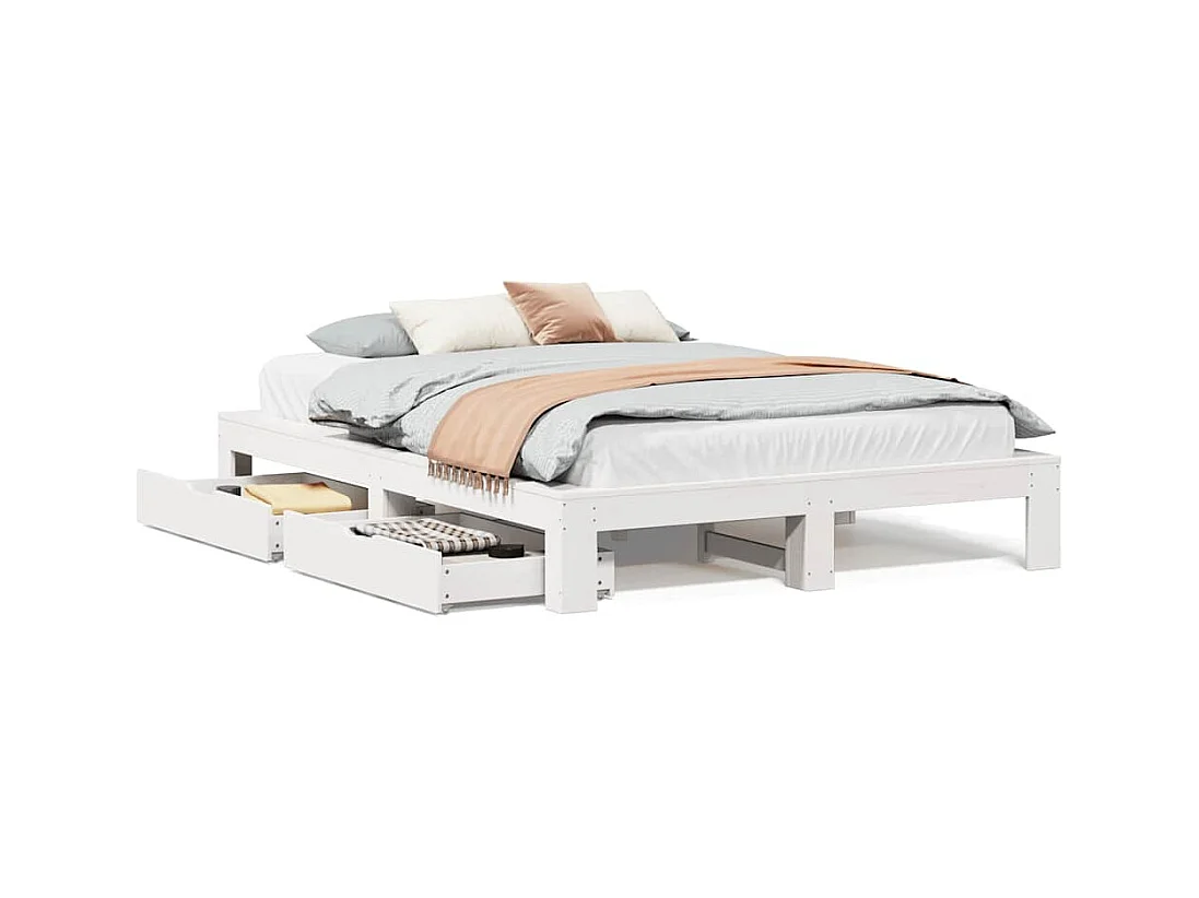 Cadre de lit sans matelas blanc 140x200 cm bois de pin massif