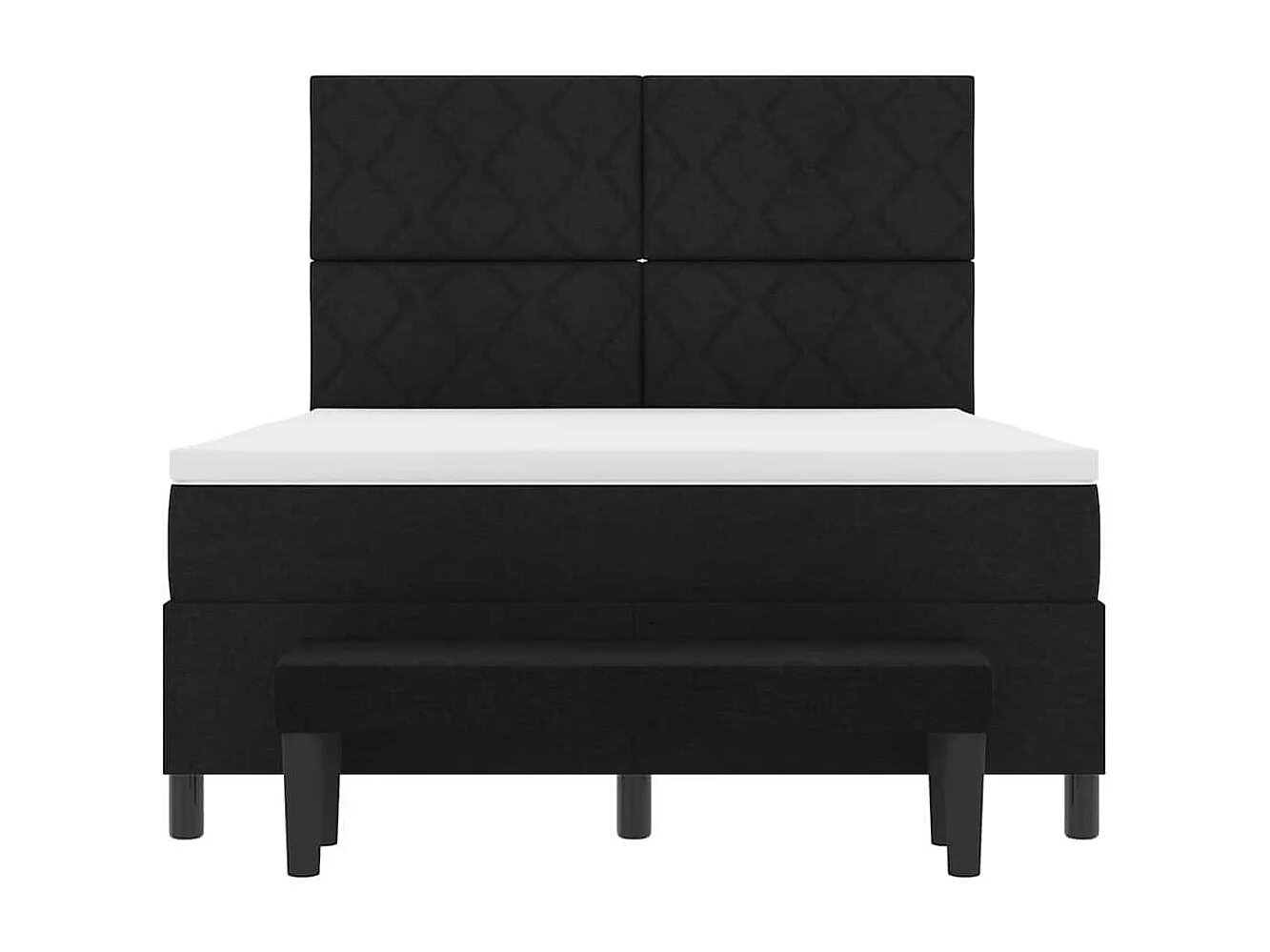 Cama Box com colchão com cabeceira Preto 140 x 200 cm tecido