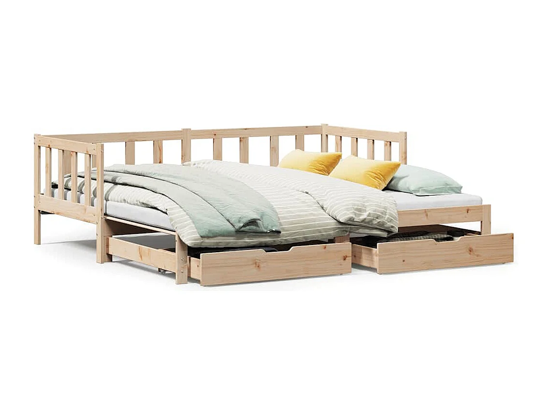 Tagesbett Ausziehbar mit Schubladen ohne Matratze 90x190 cm