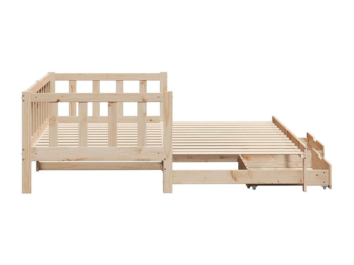 Tagesbett Ausziehbar mit Schubladen ohne Matratze 90x190 cm