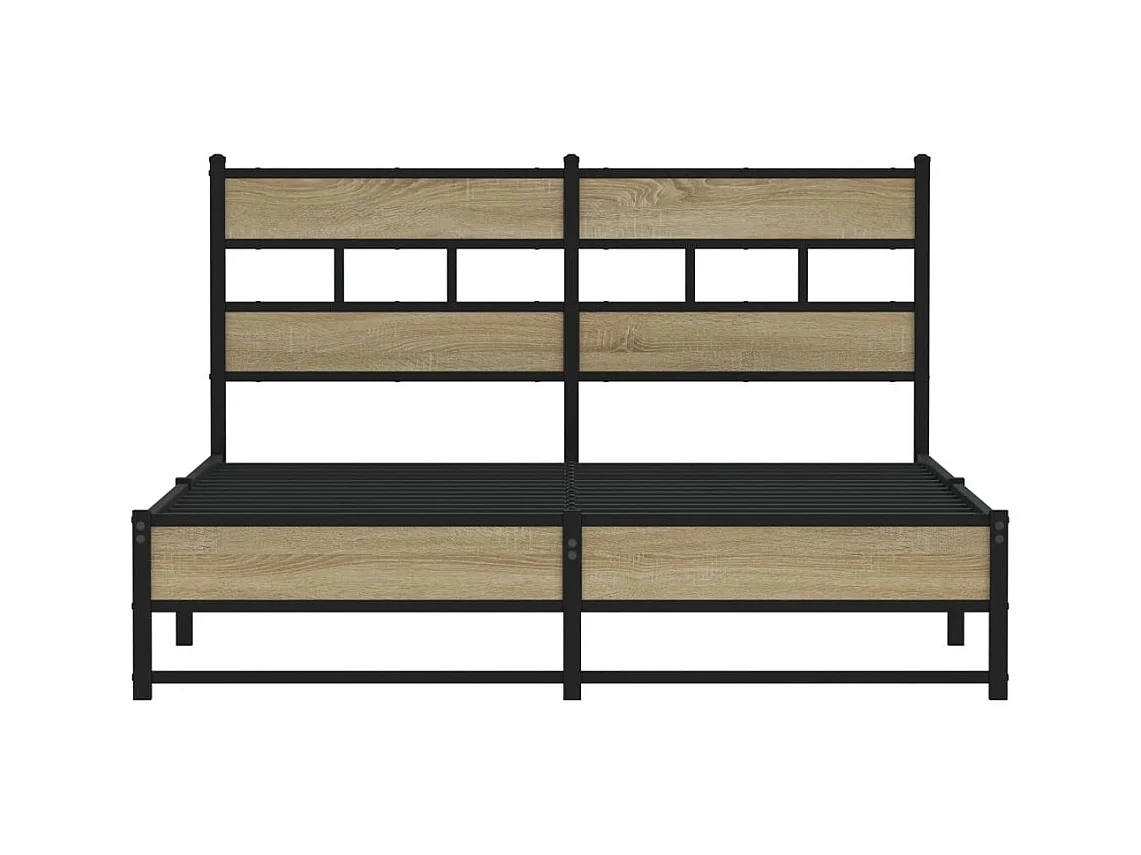 Cadre de lit en métal sans matelas chêne sonoma 160x200 cm