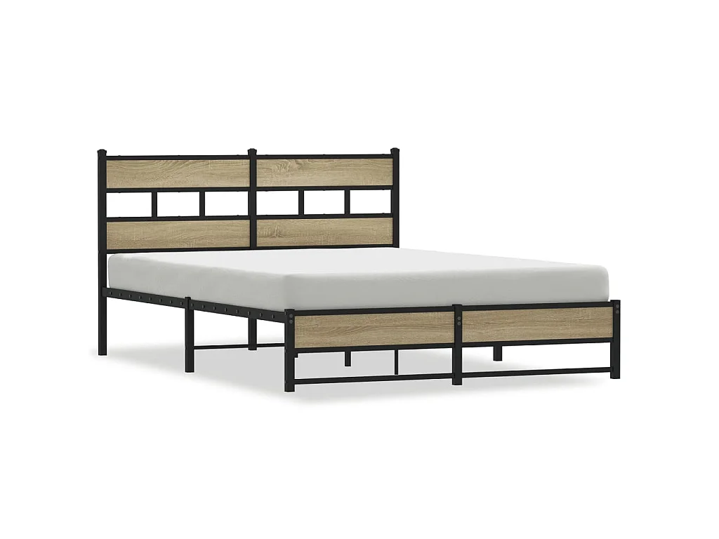 Cadre de lit en métal sans matelas chêne sonoma 160x200 cm