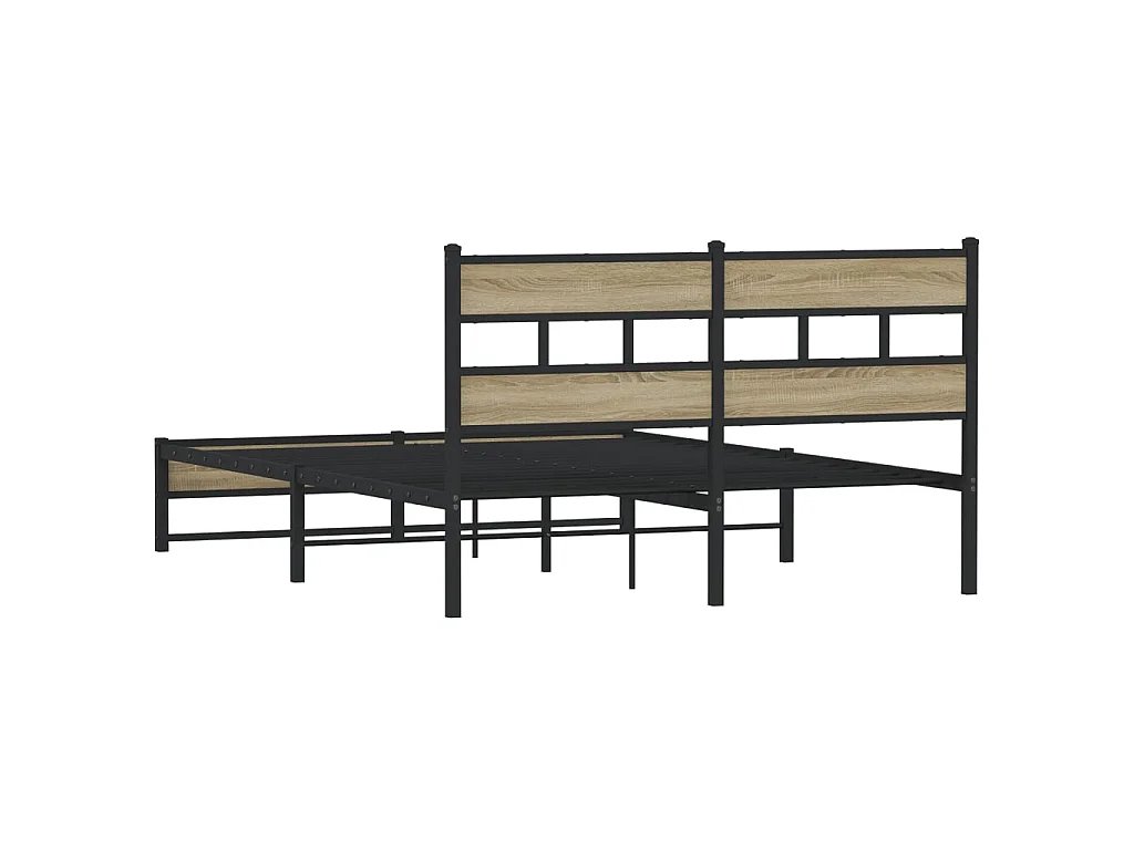 Cadre de lit en métal sans matelas chêne sonoma 160x200 cm