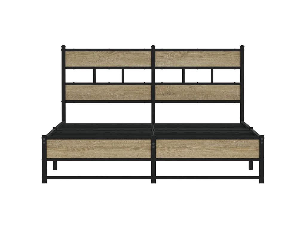 Cadre de lit en métal sans matelas chêne sonoma 160x200 cm